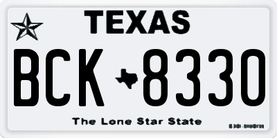 TX license plate BCK8330