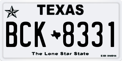 TX license plate BCK8331