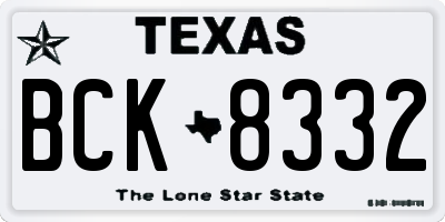 TX license plate BCK8332