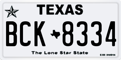 TX license plate BCK8334