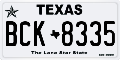 TX license plate BCK8335