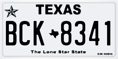 TX license plate BCK8341