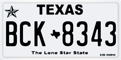 TX license plate BCK8343