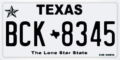 TX license plate BCK8345