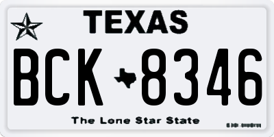 TX license plate BCK8346