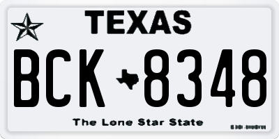 TX license plate BCK8348