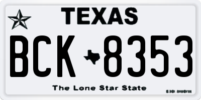 TX license plate BCK8353