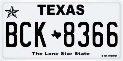 TX license plate BCK8366