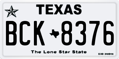 TX license plate BCK8376