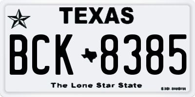 TX license plate BCK8385