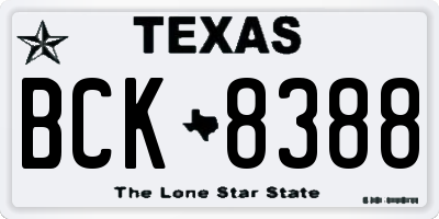 TX license plate BCK8388