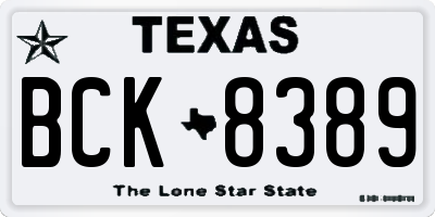 TX license plate BCK8389