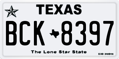 TX license plate BCK8397