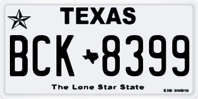 TX license plate BCK8399