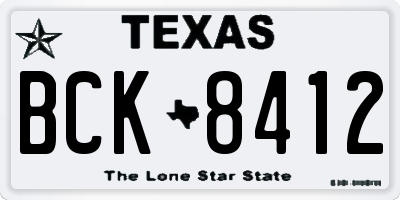 TX license plate BCK8412