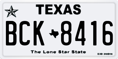 TX license plate BCK8416