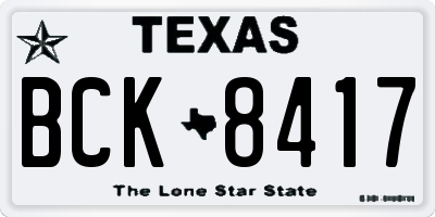 TX license plate BCK8417