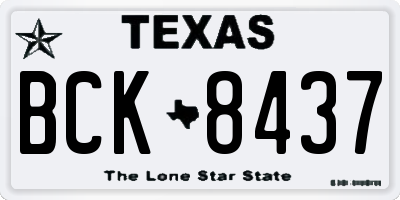 TX license plate BCK8437