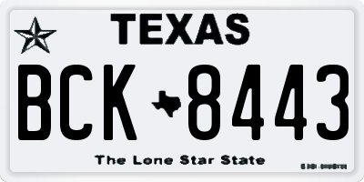 TX license plate BCK8443