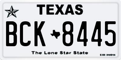 TX license plate BCK8445
