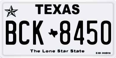 TX license plate BCK8450