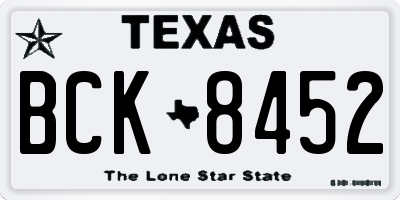 TX license plate BCK8452
