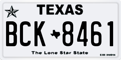 TX license plate BCK8461