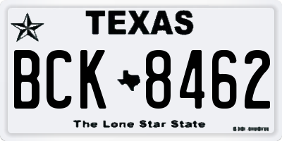 TX license plate BCK8462