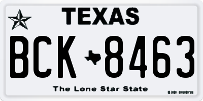 TX license plate BCK8463
