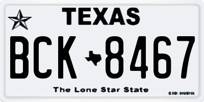 TX license plate BCK8467