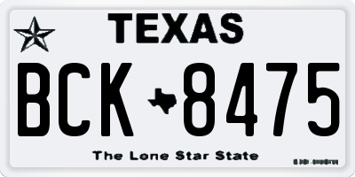 TX license plate BCK8475
