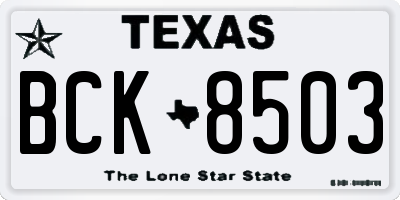 TX license plate BCK8503