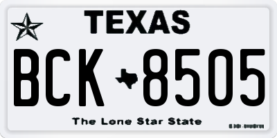 TX license plate BCK8505