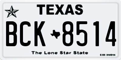 TX license plate BCK8514