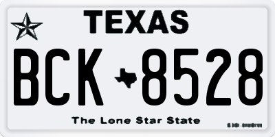 TX license plate BCK8528