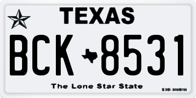 TX license plate BCK8531