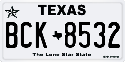 TX license plate BCK8532
