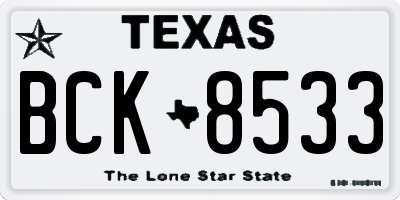 TX license plate BCK8533