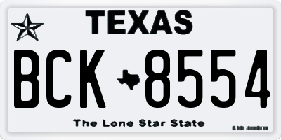 TX license plate BCK8554