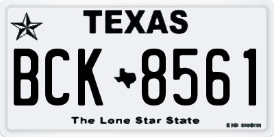 TX license plate BCK8561