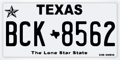 TX license plate BCK8562