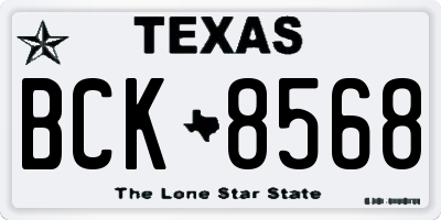 TX license plate BCK8568