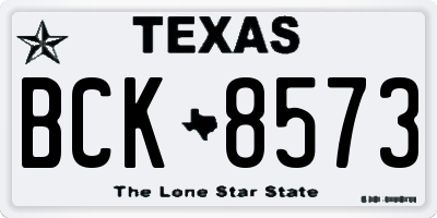 TX license plate BCK8573