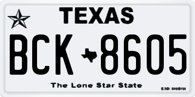 TX license plate BCK8605