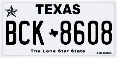 TX license plate BCK8608