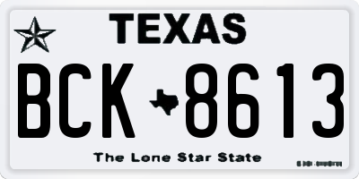 TX license plate BCK8613