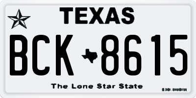 TX license plate BCK8615