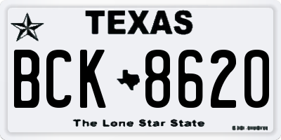 TX license plate BCK8620
