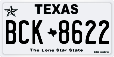TX license plate BCK8622