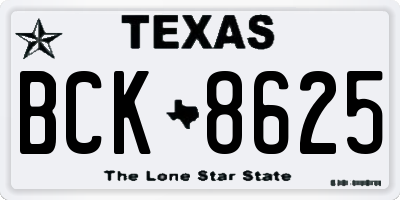 TX license plate BCK8625